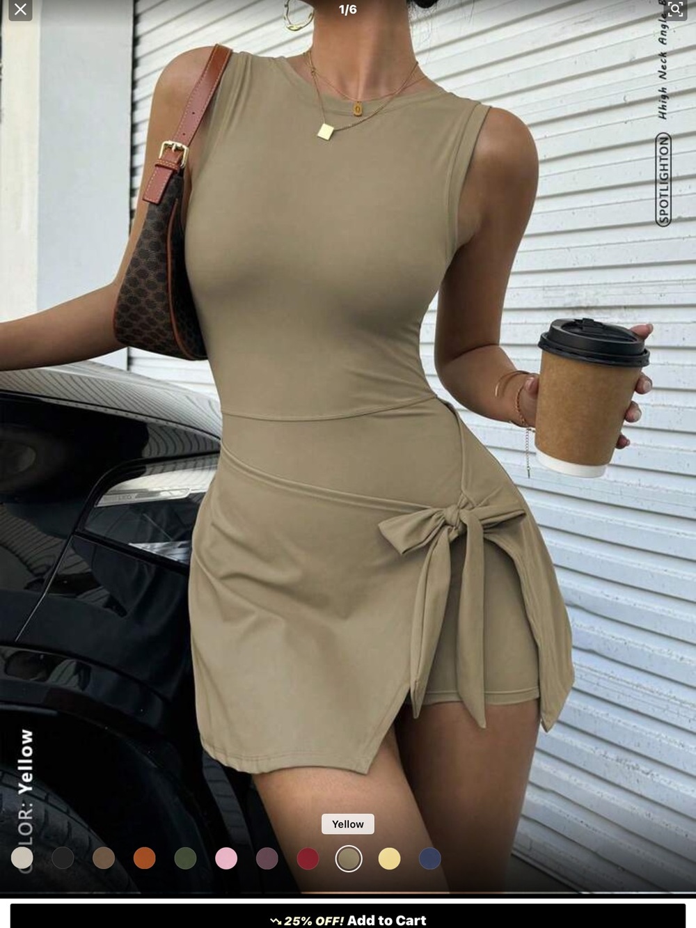 SHEIN Sleeveless Tie-Waist Mini Dress in Light Sage